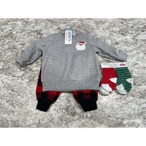 Carter's Just One You Santa Christmas Outfit Red Buffalo Plaid 2pc set 3 Months
